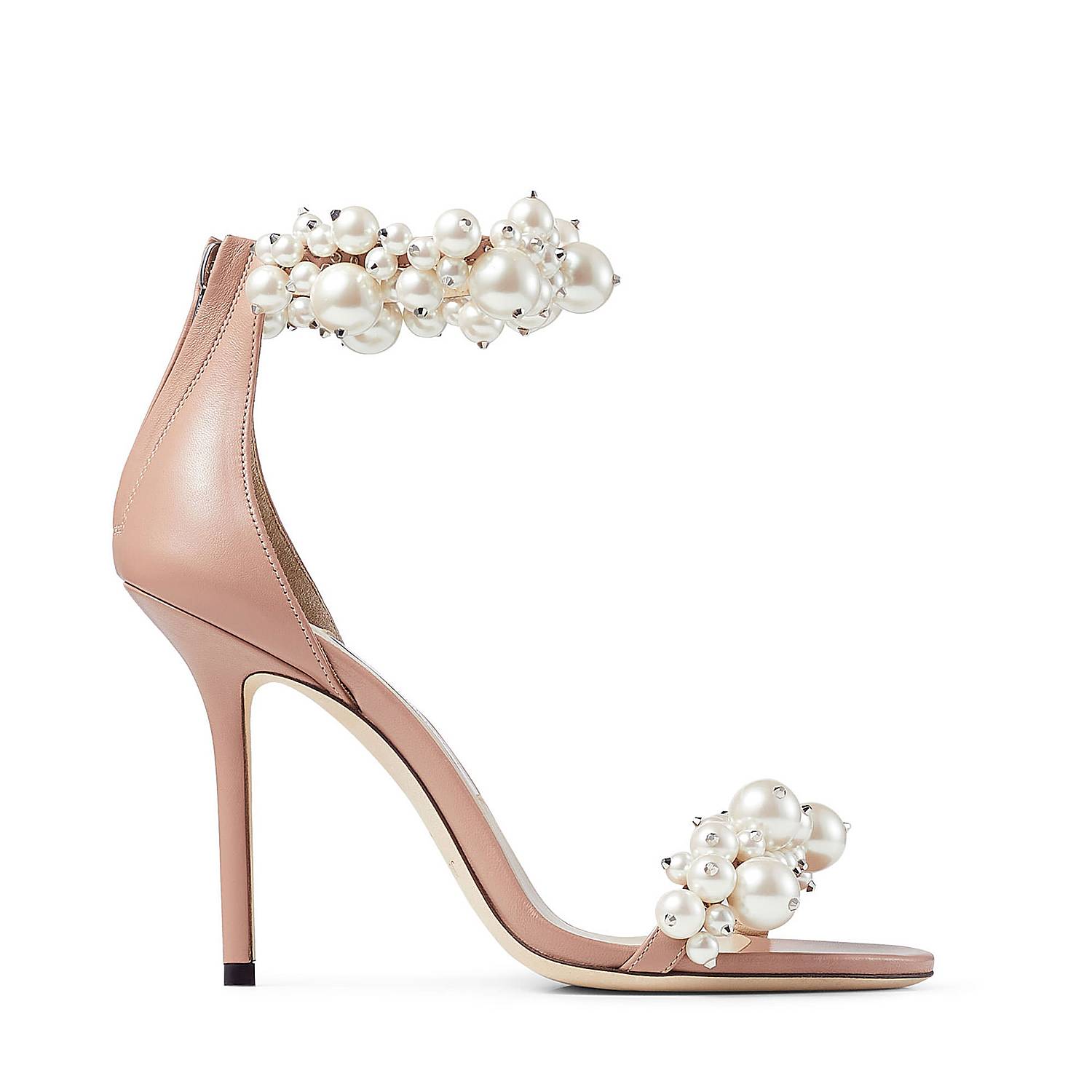 Pearl-embellished nappa leather sandal