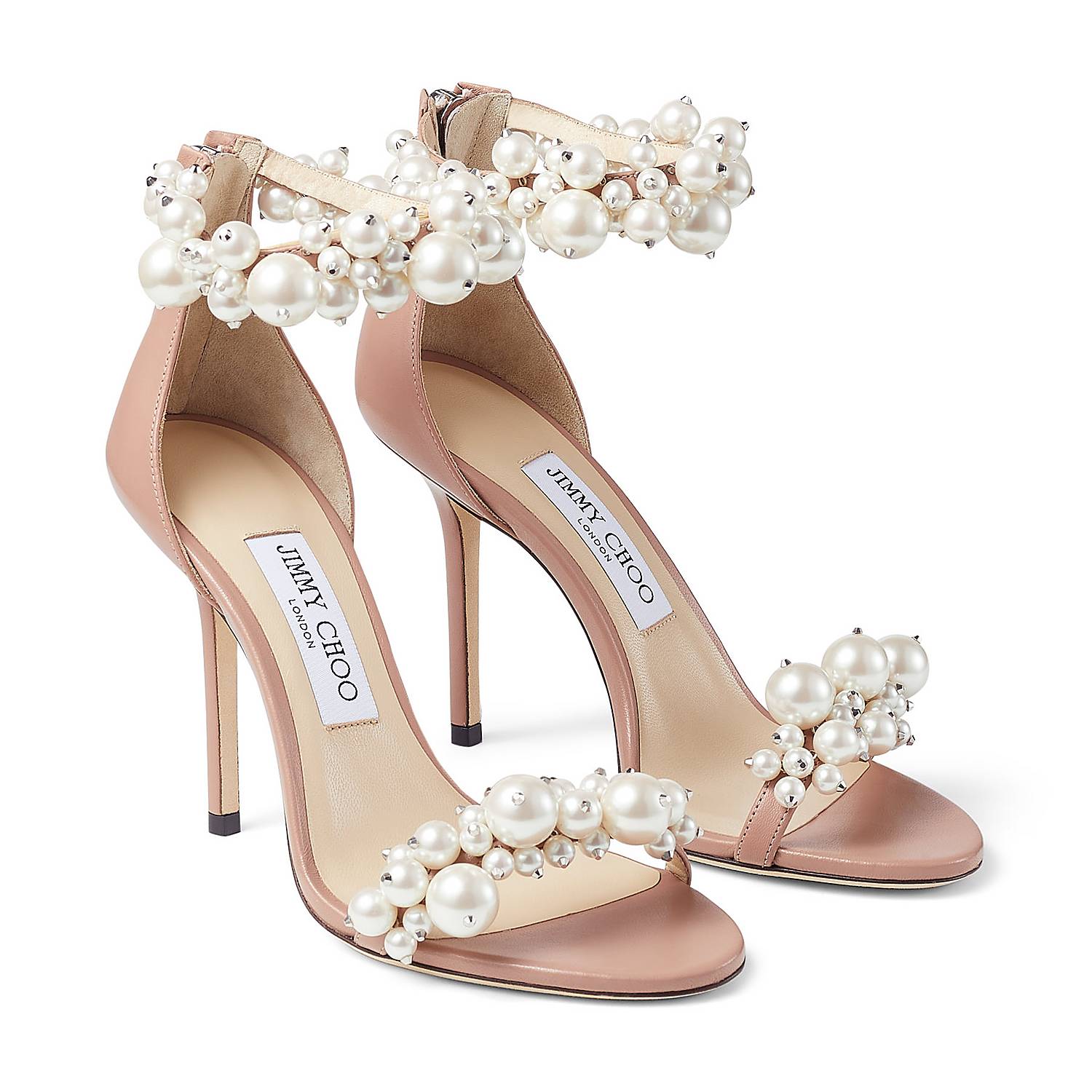 Pearl-embellished nappa leather sandal